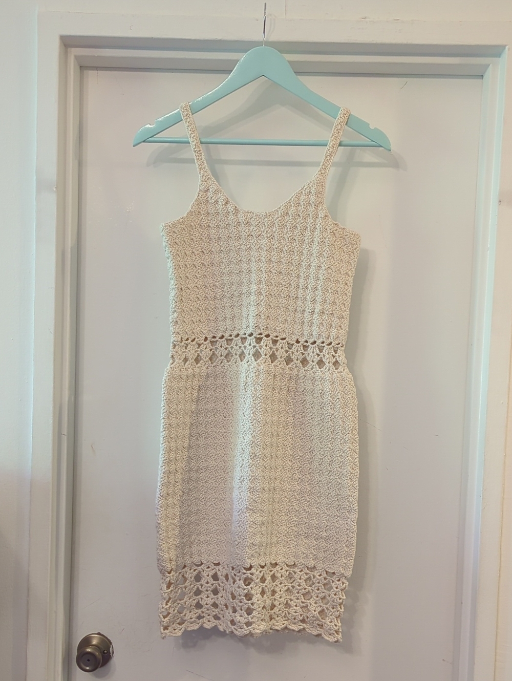 Crochet Beach Dress Tan M
